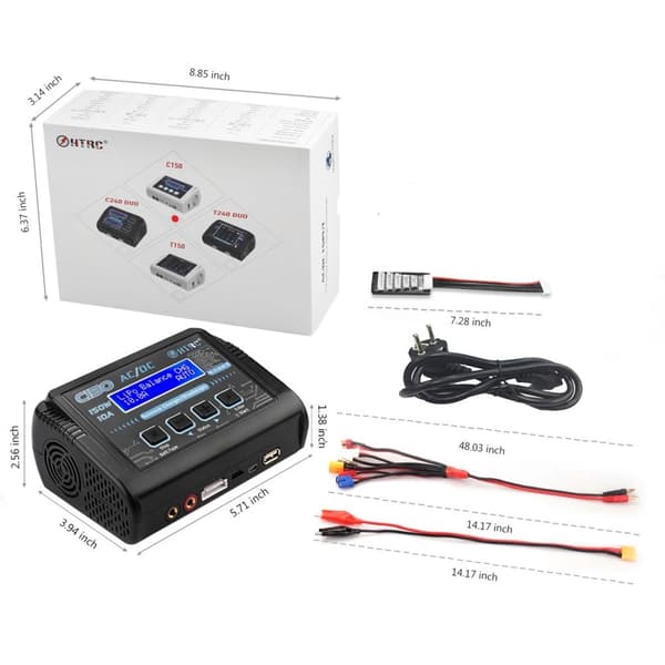 Højtydende 150W RC Balanceoplader, Justerbare Opladningsstrømme, Bred Batterikompatibilitet,Sæt A, EU-stik