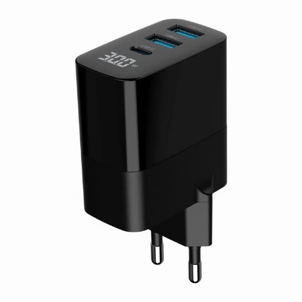 Oplader usb 30w 3port/ta-uc-pdqc30LCD-bk-02, Gembird