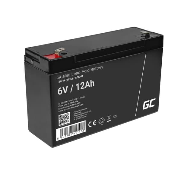 Green Cell 6V 12Ah AGM 151x50x98mm