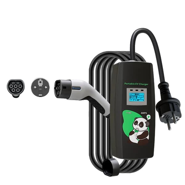 Transportabel elektrisk biloplader, justerbar 6A-16A, IP65 vejrresistent,3,5 KW 16A 1Fase, TYPE2
