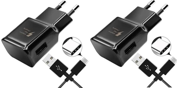 2 snabbladdare med 1,5 m kablar, kompatibla med Samsung Galaxy och Note Plus