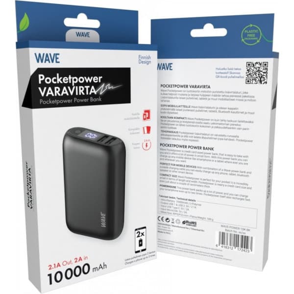 Wave Pocketpower - netadapter, 10 000 mAh, sort