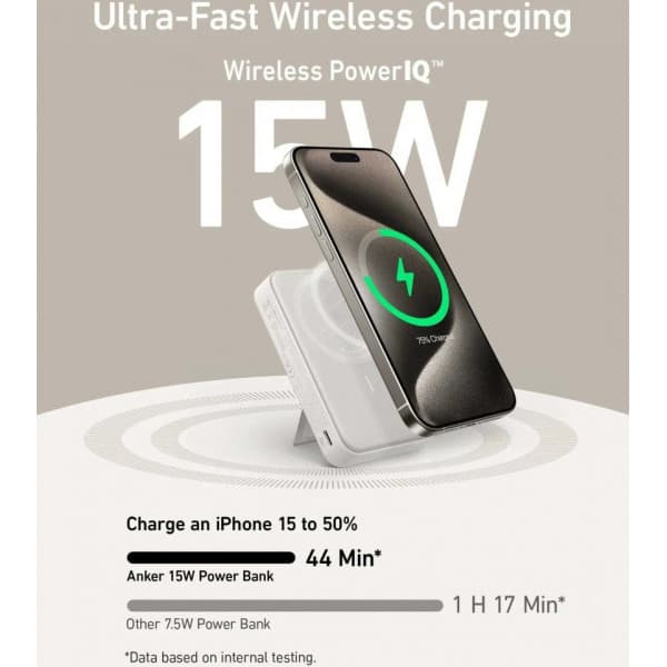 Anker MagGo Power Bank (10K) -netadapter, 10.000 mAh, hvid