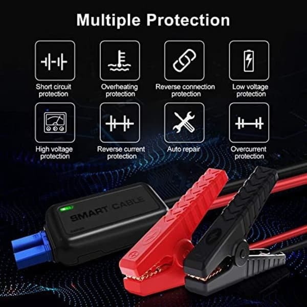 AOKBON Car Battery Booster 1200A 13200mAh Bilstarter Smart Auto Starter Vattentät (upp till 6L bensin 5L Diesel