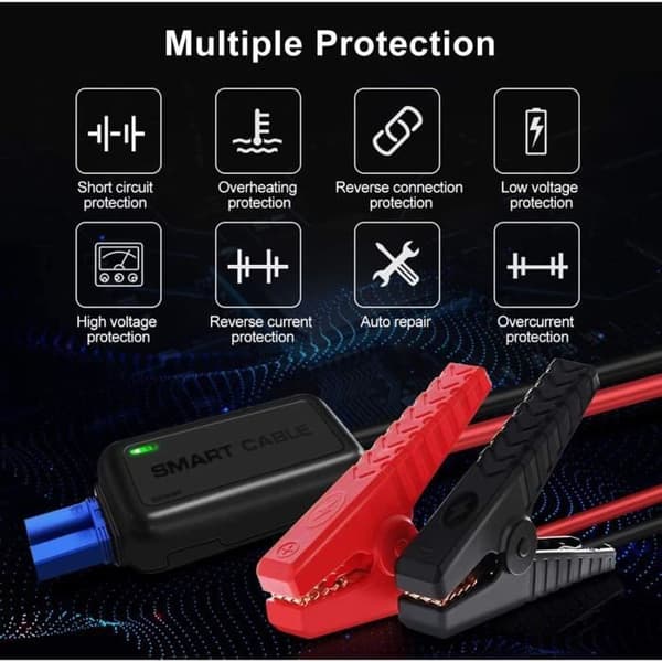 Bilbatteriförstärkare 1200A 13200mAh Car Jump Start Vattentät Smart Auto Starter AOKBON (Upp till 6L Bensin 5L Diesel