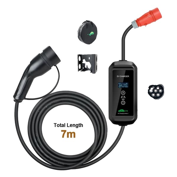 Tyyppi2 EV-laturi, 11KW teho, säädettävät virtavaihtoehdot, kestävä kaapelin pituus 7M,11KW EI SOVELLUSTA 7M