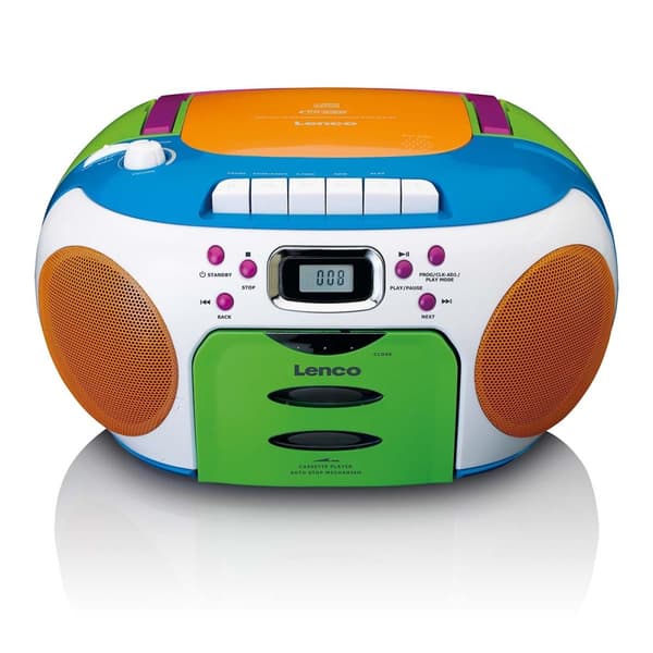 Lenco Kannettava radio CD- ja kasettiradiolla Lapset Monivärinen