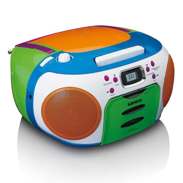 Lenco Kannettava radio CD- ja kasettiradiolla Lapset Monivärinen