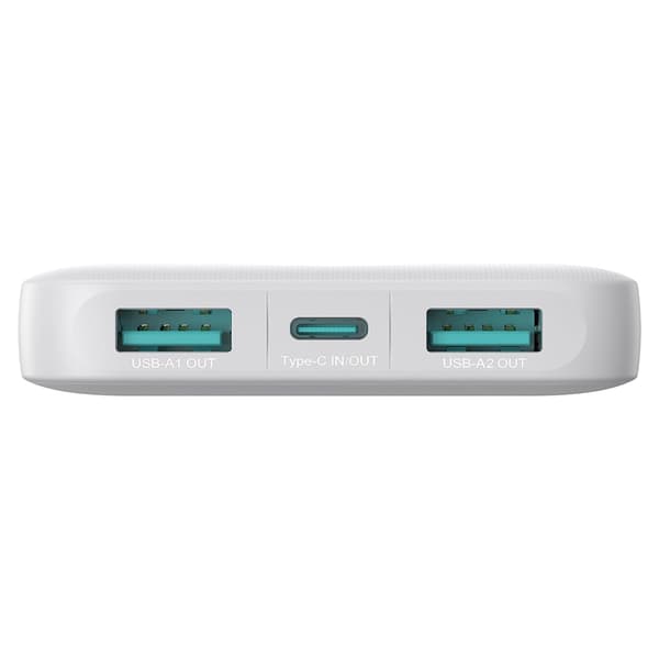 Joyroom Powerbank 10000mAh 2.4A med 2xUSB, 1xUSB-C - Hvid