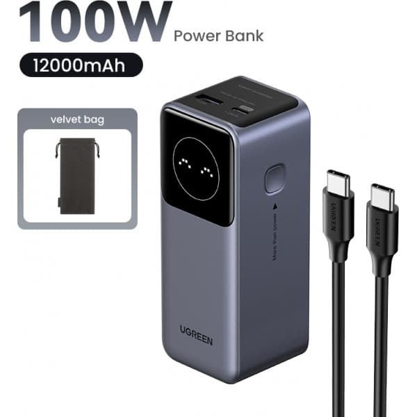 UGREEN Nexode 12000 mAh Power Bank -strømforsyning, 100W