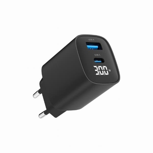 Oplader usb 30w 2port/ta-uc-pdqc30LCD-bk-01, Gembird