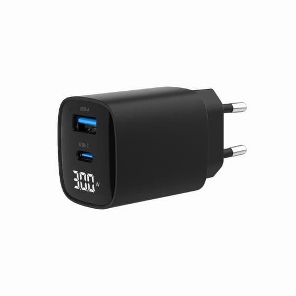 Oplader usb 30w 2port/ta-uc-pdqc30LCD-bk-01, Gembird Sort