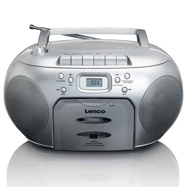 Lenco Portable FM Radio CD- Cassette player Silver