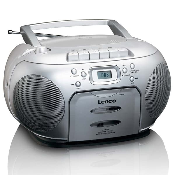 Lenco Portable FM Radio CD- Cassette player Silver