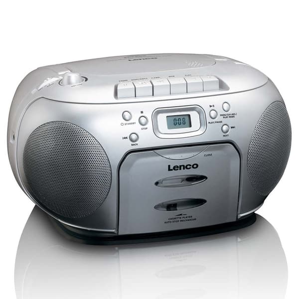 Lenco Portable FM Radio CD- Cassette player Silver