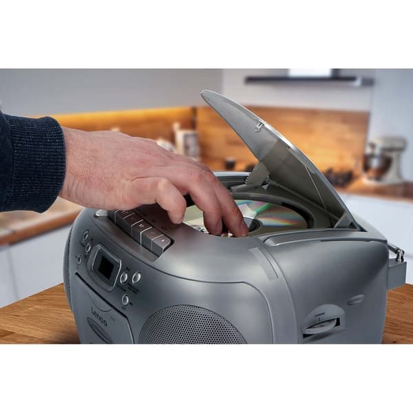 Lenco Portable FM Radio CD- Cassette player Silver
