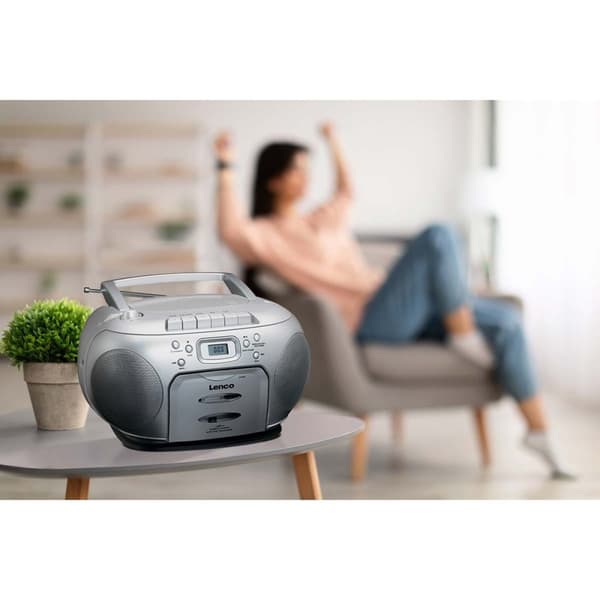Lenco Portable FM Radio CD- Cassette player Silver