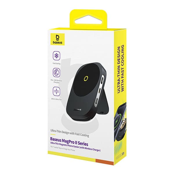 Baseus MagPro II Ultra-Tunn telefonkylare med laddare (svart)