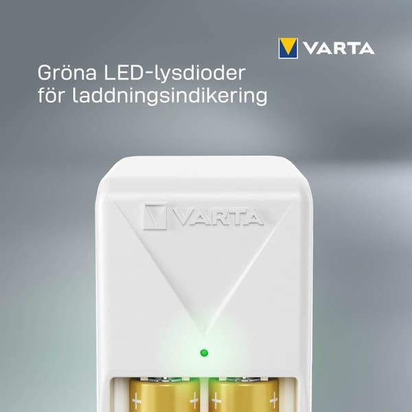 Mini Charger, includes 2x AA 2100 mAh Hvid