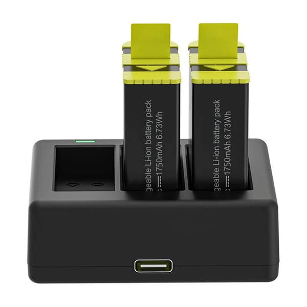 Telesin tre-kanals oplader + 2 batterier til GoPro Hero 9 / 10 / 11 / 12 (GP-BTR-903-B)