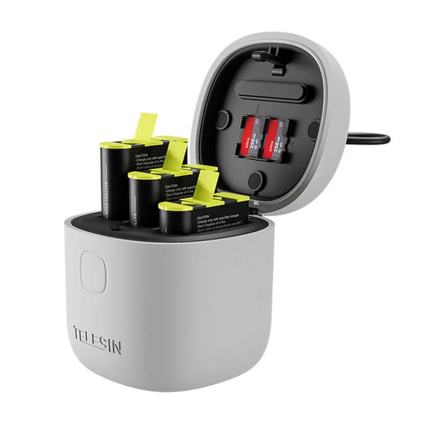 3-slot vandtæt oplader Telesin Allin boks til GoPro Hero 9 / Hero 10 + 3 batterier (GP-BTR-906-GY-B)