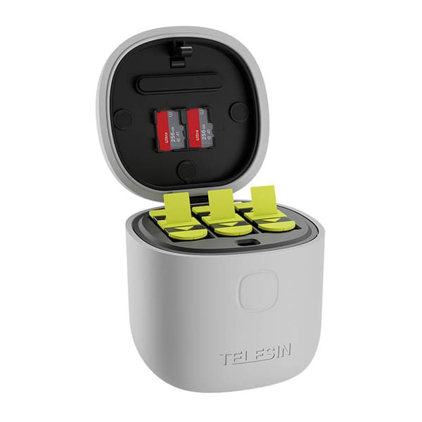 3-slot vandtæt oplader Allin box Telesin til GoPro Hero 9 / Hero 10 + 2 batterier (GP-BTR-905-GY-B)