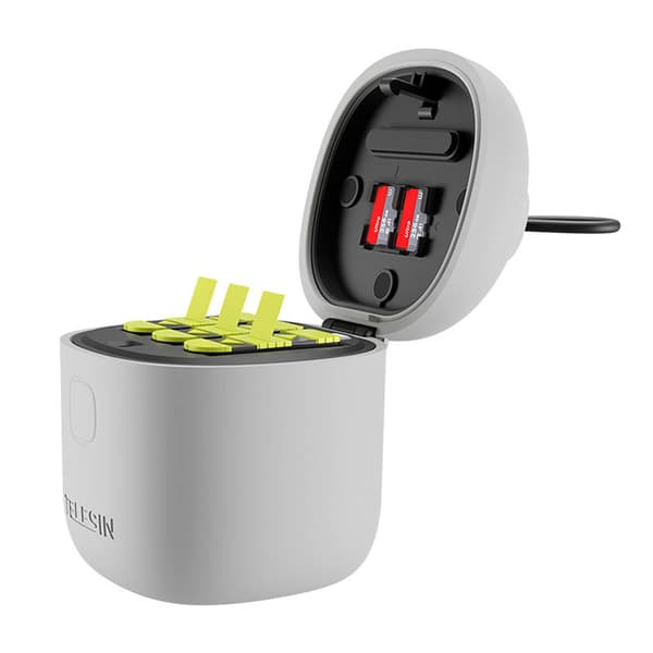 3-slot vandtæt oplader Allin box Telesin til GoPro Hero 9 / Hero 10 + 2 batterier (GP-BTR-905-GY-B)