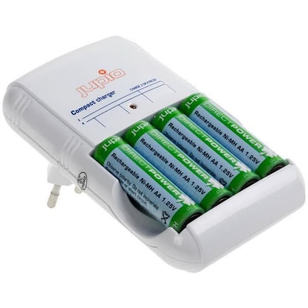 Jupio kompaktladdare inkl. 4 x AA-batterier Direkt ström
