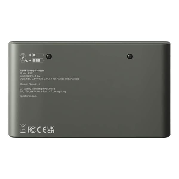 GP Batterioplader E821 8-Slot 4xAA 2100mAh + 4xAAA 850mAh