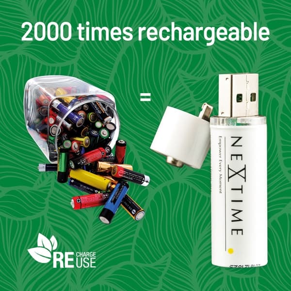 NeXtime NE-AABAT003-2 Genopladeligt AA USB-batteri Blister A 2 stk.
