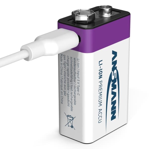 Ansmann genopladeligt batteri 9-vejs og USB-C