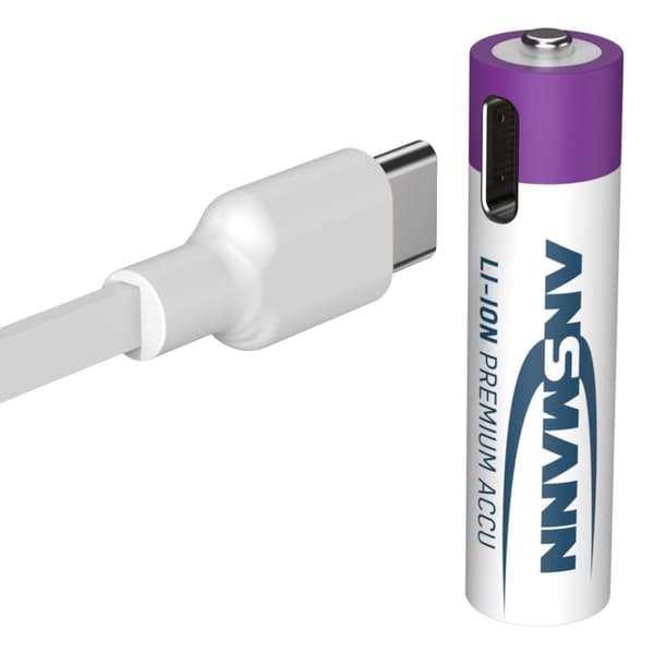 Ansmann genopladeligt batteri AAA og USB-C