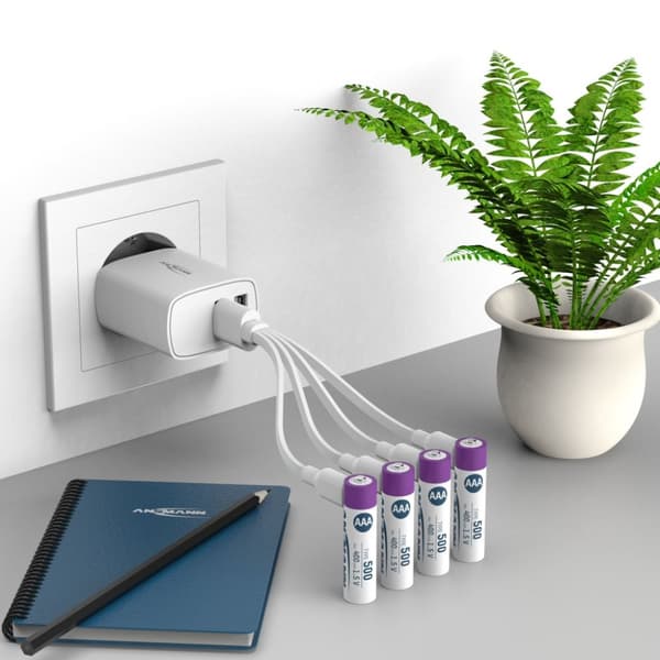 Ansmann genopladeligt batteri AAA og USB-C