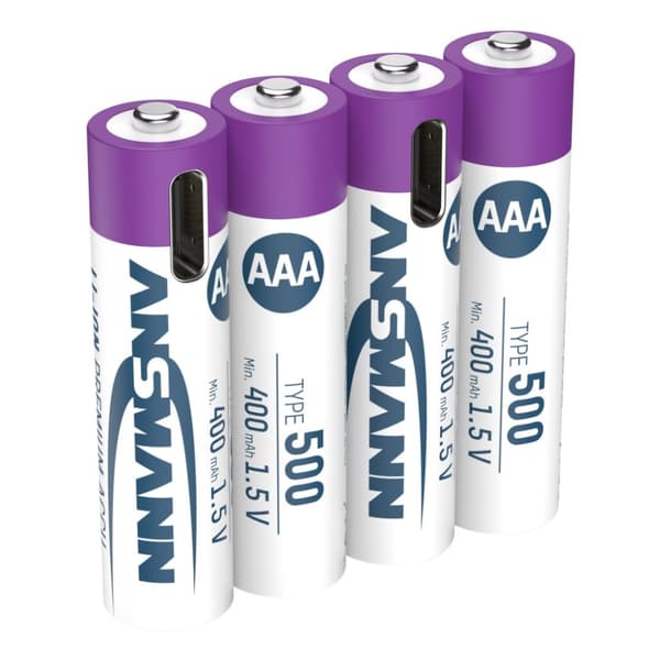 Ansmann genopladeligt batteri AAA og USB-C