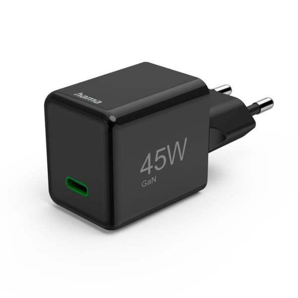 Hama Hurtigoplader USB-C PD/QC/GaN Super-Mini-Oplader 45 W Sort