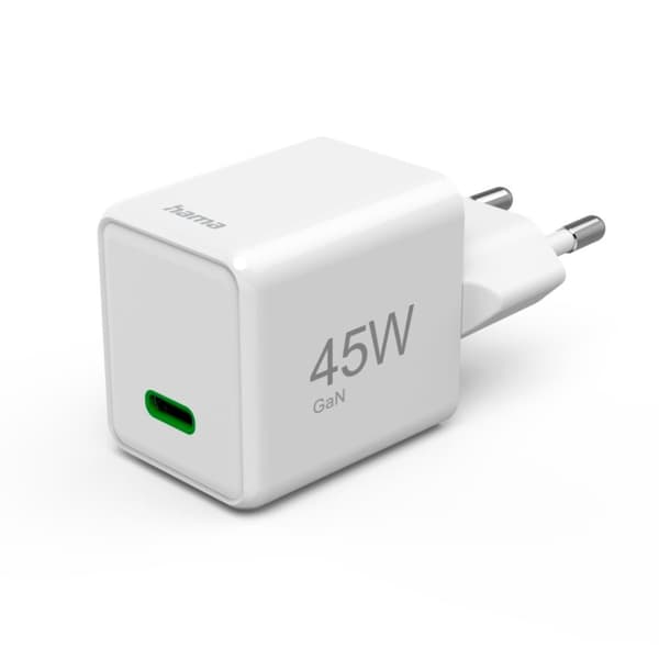 Hama Hurtigoplader USB-C PD/QC/GaN Super-Mini-Oplader 45 W Hvid