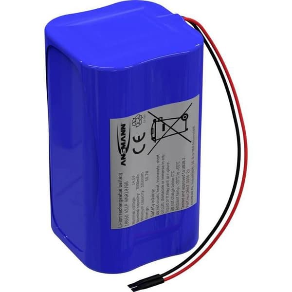 Ansmann 4S1P Uppladdningsbart batteripaket 4x 18650 med Li-Ion-kabel 14,4 V 3500 mAh