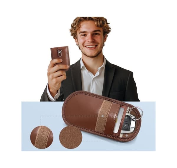 Tech-Protect nøkkelveske RFID Signal Blocker KLR100, brun
