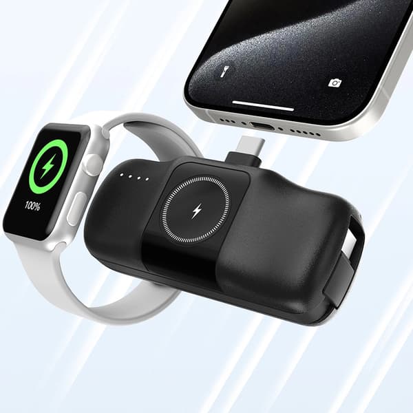Wozinsky Powerbank 5000mAh 15W med USB-C-stik og trådløs opladning til Apple Ur