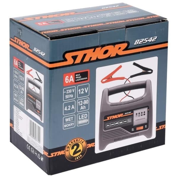Sthor Batteriladdare med LED 12V 6A 90Ah