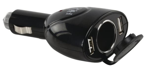 Hq P. sup. usb202 Dobbelt USB Biloplader med 12 V tilslutning