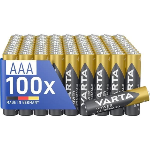 VARTA Batterier AAA, 100-pack, Power on Demand, Alkaliska, 1,5V, ekologisk förpackning, för datortillbehör, Smart Home, lampor