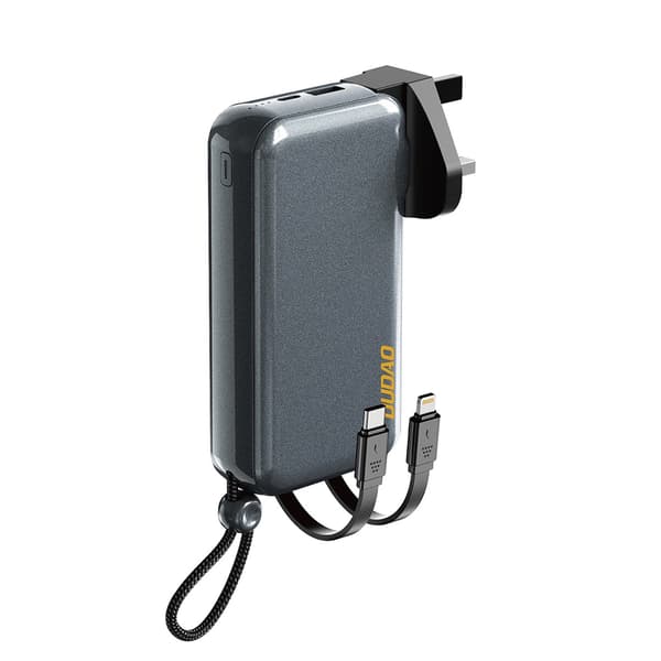 Dudao 2in1 Powerbank 10000mAh, jossa on 3 latausliitäntää - harmaa