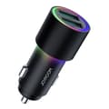 Miniatyrbild 1 av 6: Biloplader 2x USB 24W, 4,8A med RGB lys - JoyRoom (JR-CL10) - Sort