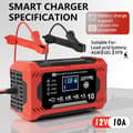 Miniatyrbild 1 av 6: 12V 10A Smart Bilsensor Laddare, Motoladdare med LCD-skärm och Underhållsfunktion, Multifunktionsskydd