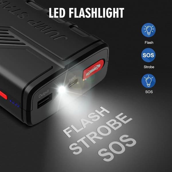 Booster Batteri Bil Portabel 1500A (Upp till 7.0L Bensin eller 5.5L Diesel), 3 Ljuslägen LED