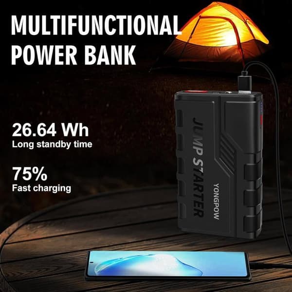 Booster Batteri Bil Portabel 1500A (Upp till 7.0L Bensin eller 5.5L Diesel), 3 Ljuslägen LED