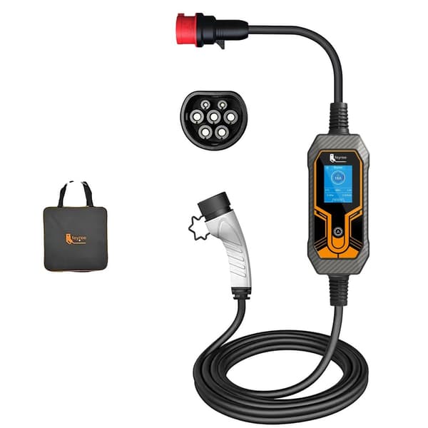 Bärbar EV-laddare, 5 m kabel längd, IP65 vattentålig klassning,TYP2, 11KW 16A 3-fas