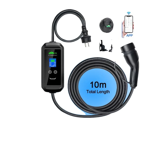 Bærbar EV-lader, justerbare strømindstillinger, smart app-kontrol,3,6KW APP 10M
