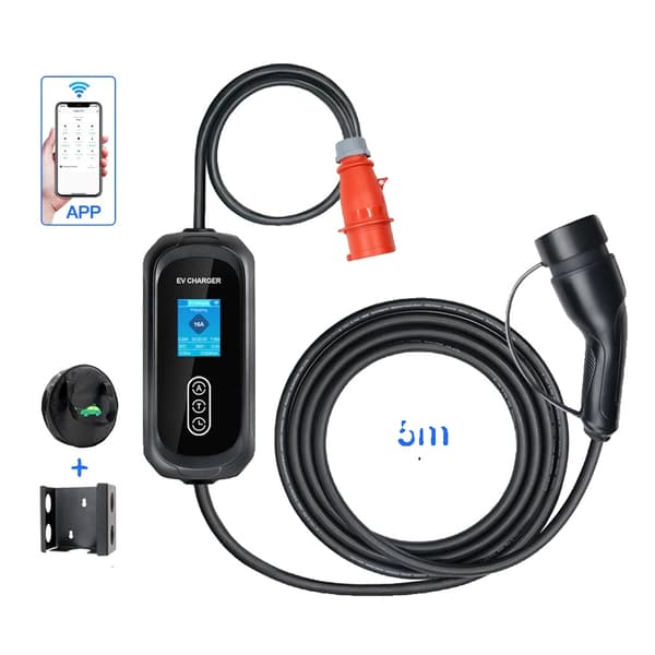 Bærbar EV-lader, 11KW effekt, Smart Wifi kontrol,APP-11KW-5M